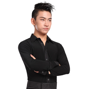 丹宝罗拉丁舞服装男士舞蹈服摩登舞衬衣国标舞交谊舞长袖舞衣男款