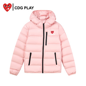 cdg play羽绒服女2022年新款冬装女士轻薄连帽短款羽绒服保暖外套