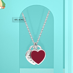 蒂芙尼项链双心珐琅