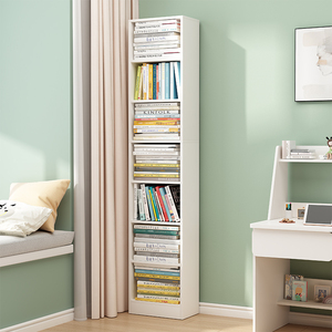 简易书架落地省空间组合书桌学生小型收纳柜卧室多层窄缝小置物架