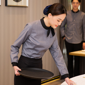 京橙酒店工作服女长袖秋冬新款西餐厅服务员前台收银工装定制logo