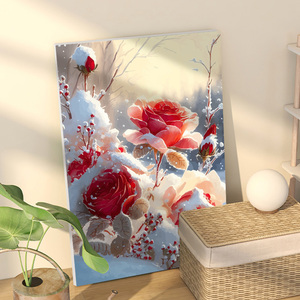 冰雪玫瑰数字油画diy填充手绘涂色花卉手工涂鸦丙烯油彩装饰画