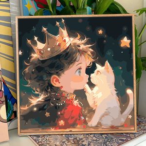 小王子和猫diy数字油画童话故事自己涂色的画高级感减压油彩挂画