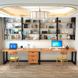 书架书桌一体墙