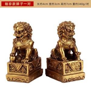 聚缘阁铜北京狮子摆件一对大小号中式复古怀旧家居装饰工艺礼品