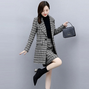 单件/两件套 洋气格子毛呢套装职业裙2024春秋季韩版女装气质外套