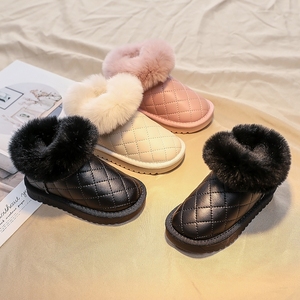 女童雪地靴儿童冬季大童棉鞋皮毛一体防水兔毛真毛加绒加厚宝宝鞋