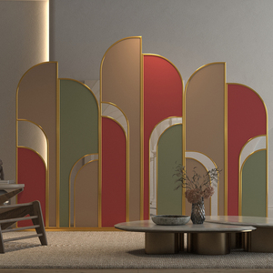 轻奢铝合金属铁艺定制异形屏风隔断卧室进门玄关入户不透遮挡折屏