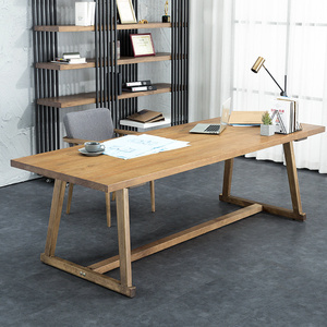 北欧实木老板办公桌办公室大气原木工作台设计师单人电脑桌长桌