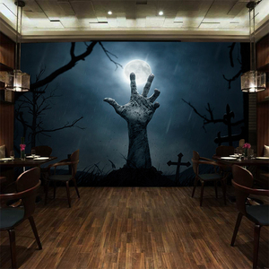 3d立体密室逃脱鬼屋5d电影院恐怖主题ktv酒吧背景墙装饰墙纸