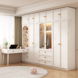 实木衣柜家用卧室带梳妆台一体柜子现代简约轻奢简易儿童衣柜定制