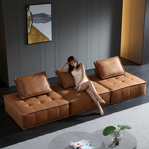 无扶手沙发组合小户型科技布意式极简客厅现代轻奢无靠背地台沙发