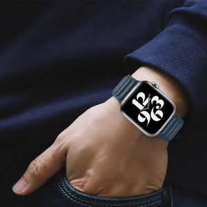适用于苹果手表表带 iwatch7代真皮制链式磁吸皮质回环款applewatch6/5/3/2 时尚男女个性新潮SE42/41mm45/38