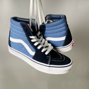 Vans SK8 HI 帆布 高帮休闲板鞋 男女同款 黑蓝撞色