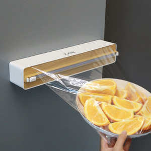 保鲜膜切割器厨房家用收纳盒带滑刀可壁挂带磁吸冰箱保鲜膜切割盒
