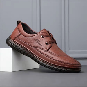 002人付款淘宝千里狼皮鞋男春季新款中年软底休闲皮鞋