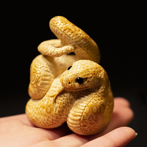 竹雕刻工艺品纯手工雕刻竹根雕盘蛇实心玉竹高密度精磨把玩手把件