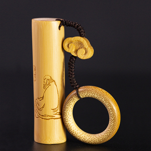 实心竹手把件达摩小金棍文玩玉竹把件纯手工名家雕刻竹子把玩礼品