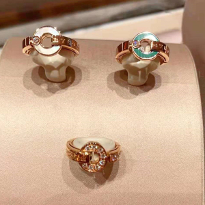 bvlgari宝格丽铜钱戒指 18k玫瑰金 时来运转 钱币 镶钻 情侣对戒