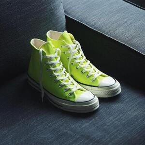 star匡威1970s新款荧光绿高帮帆布鞋柠檬黄男鞋女鞋169341c