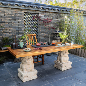 汉韵堂新中式庭院花园户外桌椅套餐组合露台露天实木休闲茶桌茶几