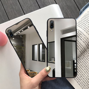 镜面钢化玻璃vivox21手机壳x27带镜子x23幻彩版ins冷淡风x20化妆镜x9s