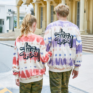 stussy男女情侣连帽卫衣2020秋冬季斯图西外套扎染长袖宽松套头衫