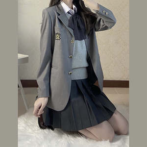 日制jk制服裙正版灰色西装外套女西服本佐中学院风短裙套装百搭款