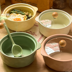 双耳碗陶瓷泡面专用碗带盖螺蛳粉学生宿舍大汤碗家用一人食大容量