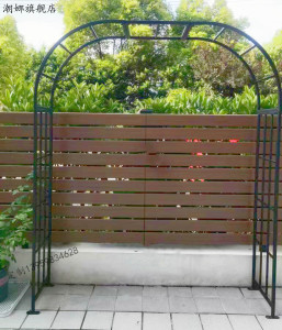 欧式铁艺简约拱门花架拱形月季爬藤架户外花园庭院别墅地面攀爬架
