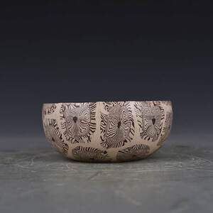 【小格】古玩峪古董古绞胎宋当阳窑瓷器钵老货