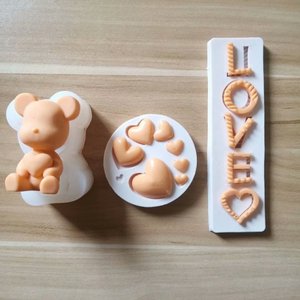 Hot Sale 3D Silicone loving heart  Bear Shaped Baking Mold F