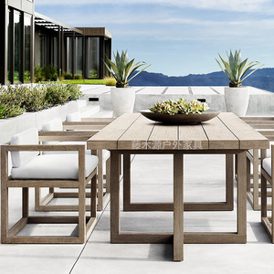 户外庭院酒店防腐木桌椅酒店露台别墅实木家具仿古旧花园院子餐桌