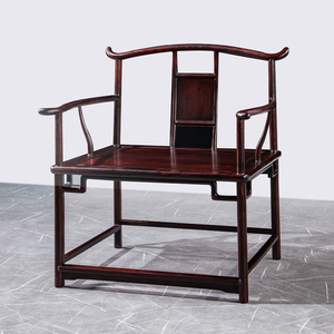 红木家具赞比亚血檀官帽禅椅中式禅椅宝座休闲客厅打坐禅椅靠背椅