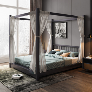 卢西彼海北欧全实木四柱床四角立柱床民宿网红款榻榻米轻奢架子床