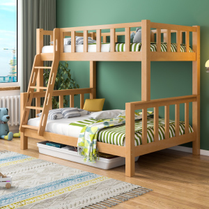 全实木两层儿童床架子床上下铺成人子母高低床母子两层榉木上下床