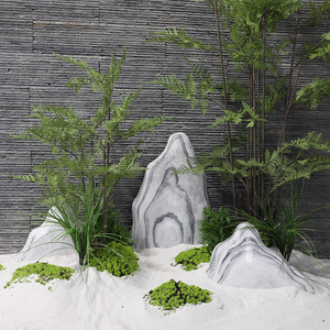 天然雪浪石汉白玉切片石头室内装饰别墅庭院禅意枯山水景观石造景