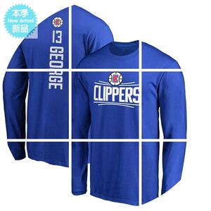 快船队乔治13号伦纳德2号全棉出场长袖t恤篮球运动服打底衫