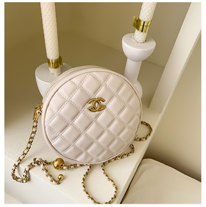 官网香奈尔新款潮时尚高级感质感小圆包女小香风圆形小圆饼包包女