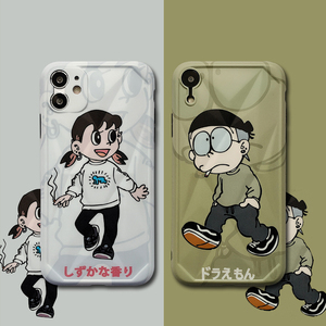 潮牌情侣哆啦a梦抽烟大雄xr适用苹果12手机壳iphonexsmax软壳硅胶8