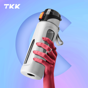 TKK运动玻璃水杯户外便携健身女男大容量水壶孕妇防摔吸管式杯子