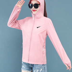 防晒衣女耐克夏季薄款防紫外线轻薄透气运动短款防晒服女款外套夏