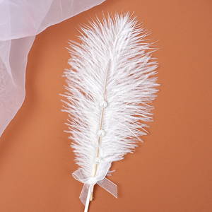 鸵鸟毛蛋糕装饰插件烘焙羽毛装饰 白色珍珠鸵鸟毛甜品台装扮
