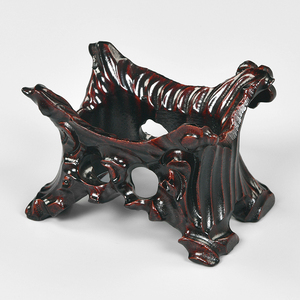 实木奇石底座带槽免挖槽黄河石鹅卵石泰山石头不规则凹槽摆件托架