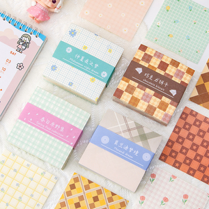 200张jk格子元素便签纸高颜值无粘性手账素材纸小清新ins风网红莫兰迪