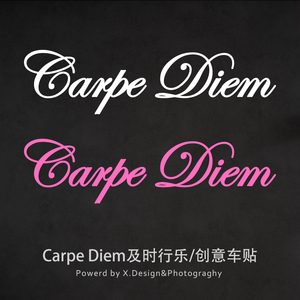 carpe diem及时行乐电动车挡风板摩托车贴纸前风挡玻璃装饰车贴