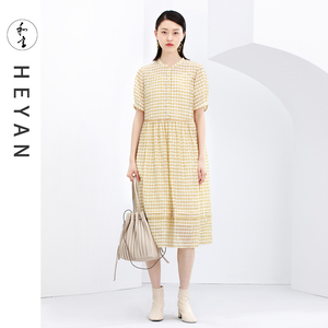 和言服饰旗舰店天猫【电商款】和言女装 原创设计 文艺风格纹收腰