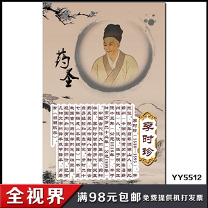 药圣李时珍简介宣传挂图 古代中医任务海报 本草纲目科普展板定做