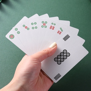 纸麻将108张纸牌旅行简装加厚麻将扑克迷你纸牌便携纸麻将送骰子q