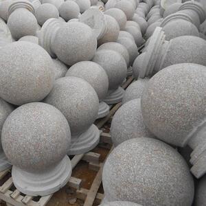 辽宁石球路障球花岗岩芝麻灰挡车球广场拦车石圆球大门柱石头墩